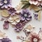 Intricately Sculpted Colored Quilling Flowers In Beige And Violet