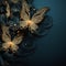 Intricately Sculpted Gold Butterflies On Dark Background