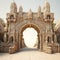 Intricately Sculpted Hyperrealistic Fantasy Arch In A Desert City Gate