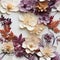 Intricately Sculpted Paper Flowers In Warm Beige And Purple