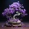 Intricately Sculpted Purple Bonsai Tree With Delicate Petals
