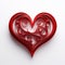 Intricately Sculpted Red Paper Heart With Swirls On White Background