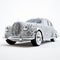 Intricately Sculpted Silver Bead Car On White Background