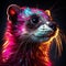 An intriguing close-up shot of a Ferret immersed in Synthwave colors by AI generated