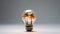 An intriguing image of a glass electric light bulb featuring miniature tropical palm trees inside