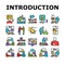 Introduction Speech Collection Icons Set Vector