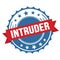 INTRUDER text on red blue ribbon stamp