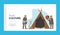 Inuit Culture Landing Page Template. Eskimo Characters on Alaska, Chukchi Northern Pole, Iceland Indigenous Minorities