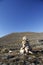 Inukshuk or Inuksuk along a hiking trail near the community of Qikiqtarjuaq, Broughton Island