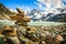 Inukshuk on the shore, Icy Lake, Canada