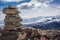 Inukshuk, Stacked stones above jotunheimen mountains in Norway