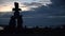 Inukshuk at twilight, English Bay, Vancouver 4K. UHD