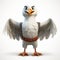 Inventive 3d Render Of A Friendly Eagle: Emotion-focused Cartoon Character