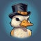 Inventive Cartoon Duck With A Victorian-inspired Top Hat