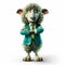 Inventive Cartoon Sheep With Green Tie And Blue Jacket
