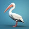 Inventive Character Design: 3d Model Of White Pelican On Blue Background