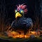 Inventive Character Design: Realistic Digital Chicken In Haunted Forest