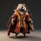 Inventive Otter In Red Coat And Cape: Zbrush Inspired Medieval Animal Portrait