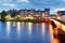 Inverness skyline at night with Ness bridge, Scotland - UK