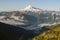 An inversion below Mount Baker at sunrise