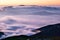 Inversion clouds from Mala Chochula peak in Low Tatras during winter sunrise