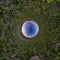 Inversion of little planet transformation of spherical panorama 360 degrees. Spherical abstract aerial view on field with awesome