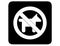 Inverted No dogs signal sign pictogram against a white background.