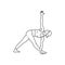 Inverted triangle pose Parivrtta Trikonasana color line illustration. Pictogram for web page