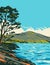 Inveruglas Isle in Loch Lomond and the Trossachs National Park Scotland UK Art Deco WPA Poster Art