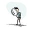 Investigator looking with magnifying glass. Flat design.