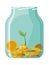 Investing bottle money, icon. Money growing concept, finance savings tree, finances investment. Money growing plant step