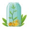 Investing bottle money, icon. Money growing concept, finance savings tree, finances investment. Money growing plant step