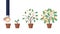 Investing in business and revenue growth. Saving and increasing money. Concept illustration. Man grows a money tree. Isolated on