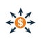 Investment, checkout, payment, pay out, spend money icon. Simple vector design.