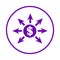 Investment, checkout, payment, pay out, spend money icon. Violet vector design.