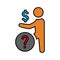 Investment confusion icon. Line, outline design