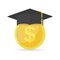 Investment in education icon. Concept of education costs, study cash, tuition fees, tax, pay