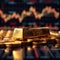 Investment elegance gold bar on a stock market graph background