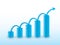 Investment growth uptrend using bar chart for successful company vector illustration in blue color for business