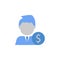 Investment, investor, man, money two color blue and gray icon