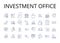 Investment office line icons collection. Wealth Management Office, Financial Management Center, Investment Firm, Asset