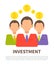 Investment Poster with Businessmen and Coins Icons