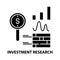 investment research icon, black vector sign with editable strokes, concept illustration