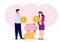 Investment, savings, future financial planning Safe deposit strategy male and female couple characters collect money for marriage