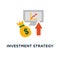 investment strategy icon. financial analysis, interest rate, capital growth, data review on desktop concept symbol design, hedge