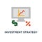 investment strategy icon. financial analysis, interest rate, capital growth, data review on desktop concept symbol design, hedge