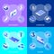 Investment and Virtual Finance Concept Banner Set 3d Isometric View. Vector
