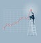 Investor. Businessman climbing up on a ladder