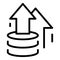 Investor money rise icon, outline style