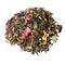 Invigorating Green Tea pineapple pieces, rosehip, slices of apple, cherry, strawberry, marigold petals and roses.